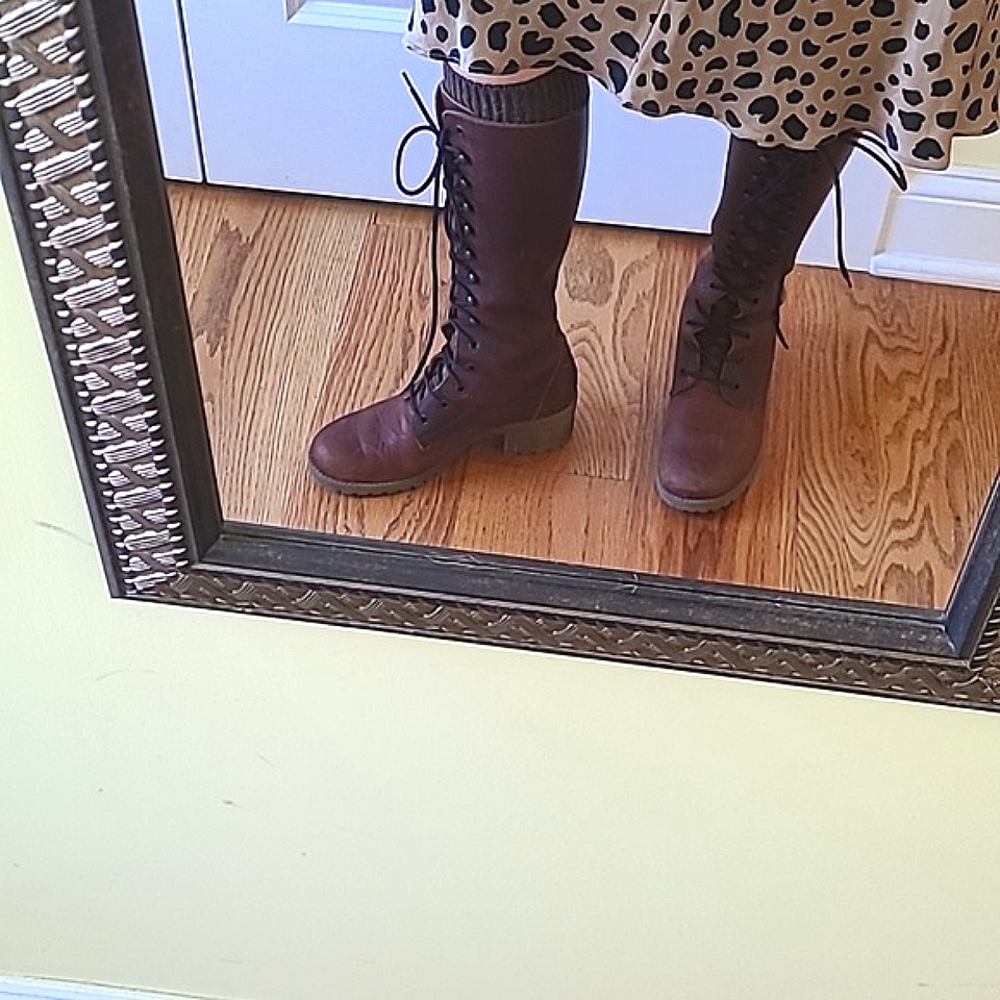 J Crew All Leather Lace Up Brown Boots size 7
